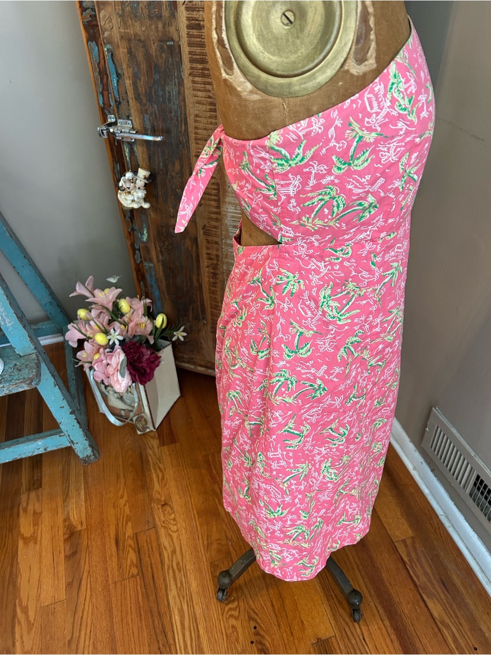 Lilly Pulitzer Pink Tropical Strapless Sundress | Size 12 - Vintage 1990’s - Picture 3 of 13